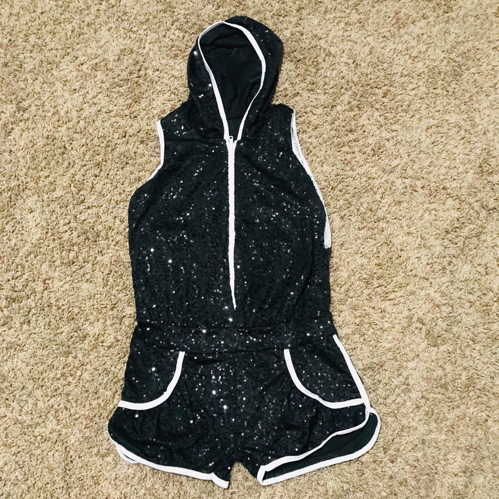 Curtain Call Dance Black Jumper Romper Size XL